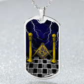 Freemasonry Military Dog Tag all Seeing Eye Freemasonry Columns Thunder