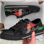 Black History Month Low Top Shoes - Rosa Parks Civil Rights Leader With Pan Africa Flag