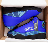 Phi Beta Sigma High Top Basketball Shoes J 13 - Fraternity Hand Gesture Camouflage Patterns High Top Sneakers J 13
