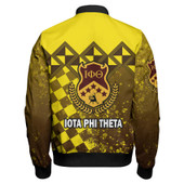 Iota Phi Theta Zipper Bomber Jacket - Fraternity Iota Phi Theta Centaur Checkered Patterns Zipper Bomber Jacket