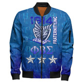 Phi Beta Sigma Zipper Bomber Jacket - Custom Fraternity Dove Mascot GOMAB Zipper Bomber Jacket