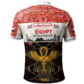 Egypt Polo Shirt - Egypt Revolution Day With Egyptian Ankh, Sacred Black Cat And Ancient Hieroglyphs Polo Shirt