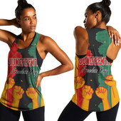 Juneteenth Women Racerback Tanks - Freedom Day Powers Hand