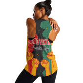 Juneteenth Women Racerback Tanks - Freedom Day Powers Hand