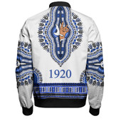 Zeta Phi Beta Zipper Bomber Jacket Dove Dashiki