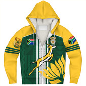 South Africa Sherpa Hoodie Pattern African With Flower Protea