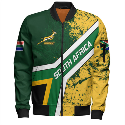 South Africa Zipper Bomber Jacket Bokke Flag Gunge Background