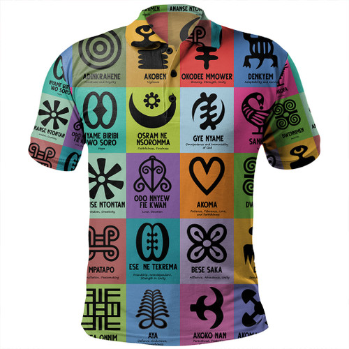 Adinkra Polo Shirt Multi Color Adinkra Symbols