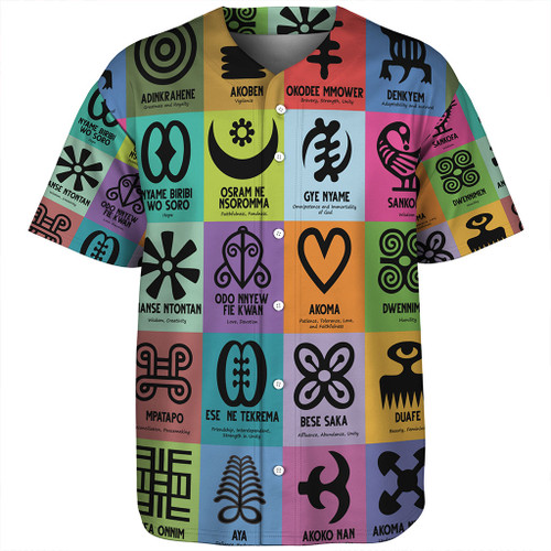 Adinkra Baseball Shirt Multi Color Adinkra Symbols
