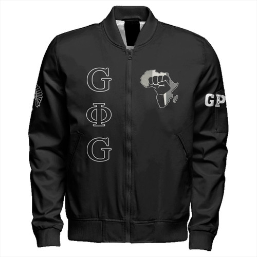 Groove Phi Groove Zipper Bomber Jacket Social Fellowship Map Africa