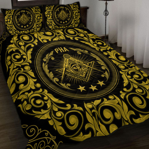 Freemasonry Quilt Bed Set Floral Circle