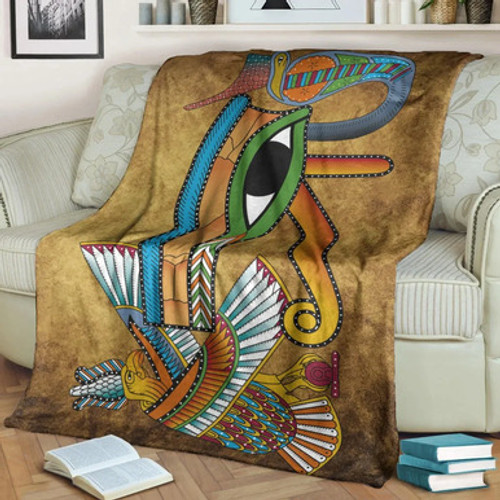 Egyptian Blanket - African Patterns Egyptian Hieroglyphics and Gods Self Knowledge Blanket
