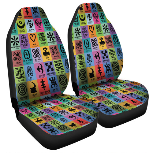 Adinkra Car Seat Cover Multi Color Adinkra Symbols