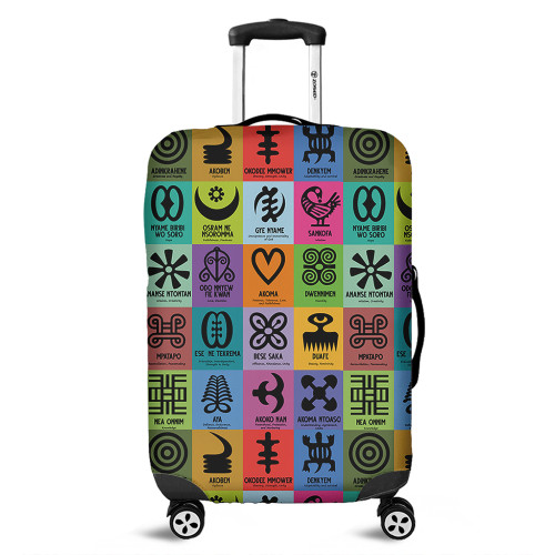 Adinkra Luggage Cover Multi Color Adinkra Symbols