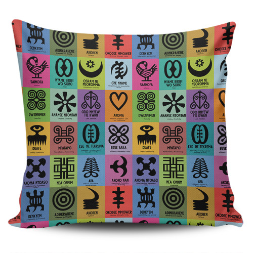 Adinkra Pillow Cases Multi Color Adinkra Symbols