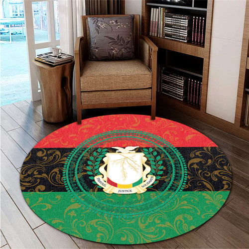 Guinea Round Rug Pan Africa With Coat Of Arms