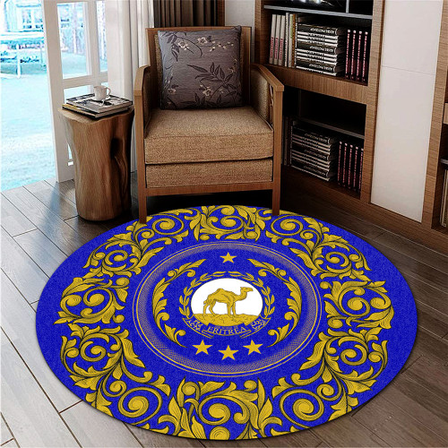 Eritrea Round Rug Royal Floral Frame