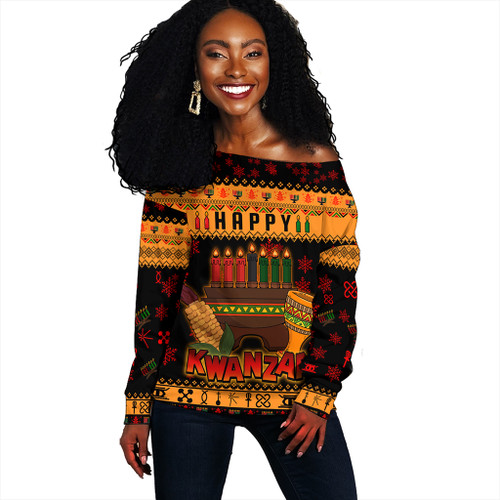 Kwanzaa Off Shoulder Sweatshirt Style Pattern