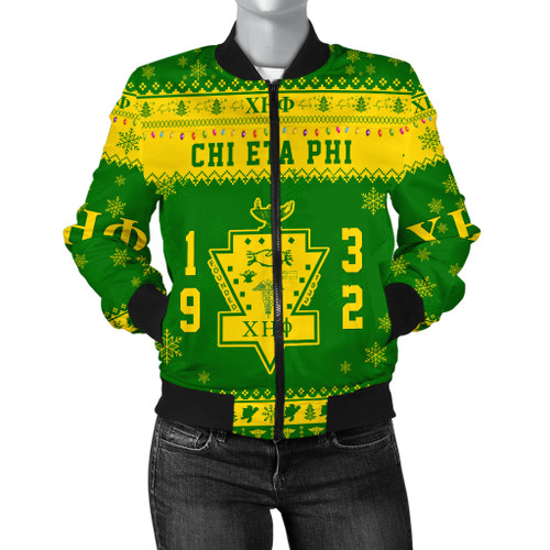 Chi Eta Phi Bomber Jacket Christmas Style Pattern