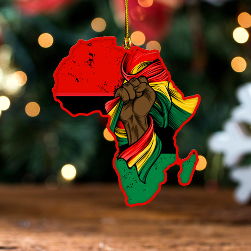 Pan-African Wood Acrylic Ornament Map Pan African Power Flag