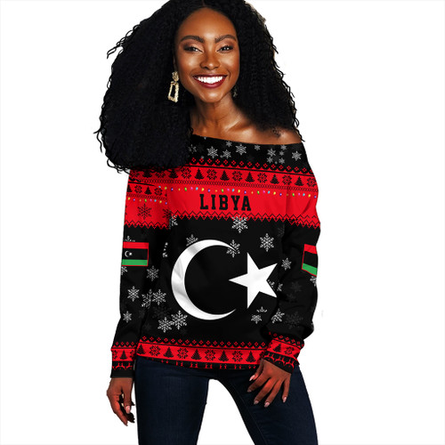 Libya Off Shoulder Sweatshirt Christmas Style Pattern