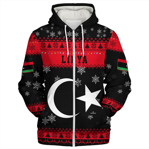 Libya Sherpa Hoodie Christmas Style Pattern
