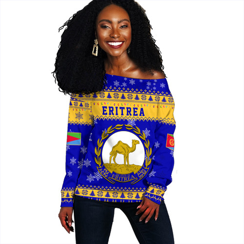 Eritrea Off Shoulder Sweatshirt Christmas Style Pattern