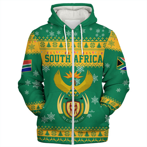South Africa Sherpa Hoodie Christmas Style Pattern