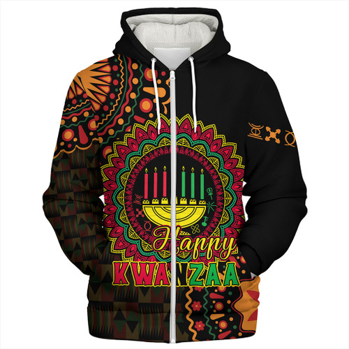 Kwanzaa Sherpa Hoodie Happy Kwanzaa Pattern
