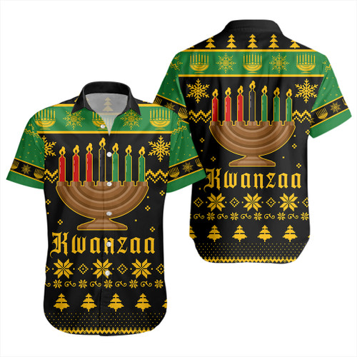 Kwanzaa Short Sleeve Shirt Happy Kwanzaa Symbols Design