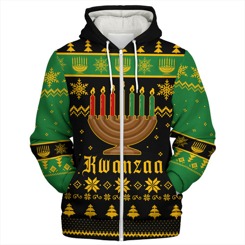 Kwanzaa Sherpa Hoodie Happy Kwanzaa Symbols Design