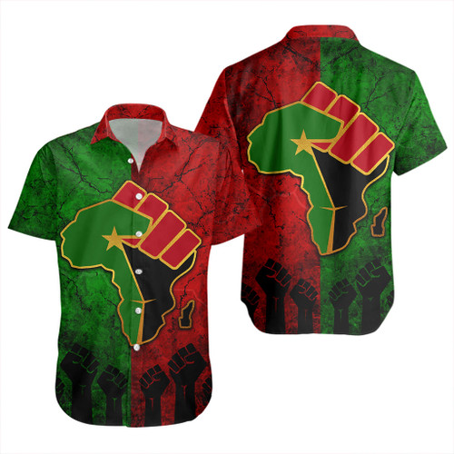 Pan-African Short Sleeve Shirt Flag Pattern On Dirty Old