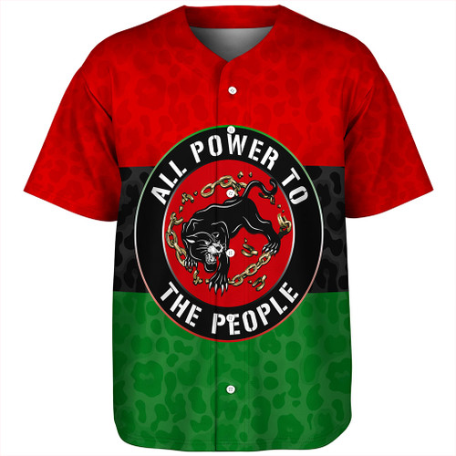 Pan-African Baseball Shirt Panther Chain All Power To The People