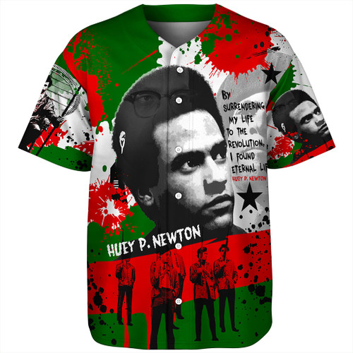 Pan-African Baseball Shirt Huey P. Newton Collage By Surrendering To The Revolution