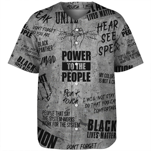 Pan-African Baseball Shirt Power To The People Background Grunge