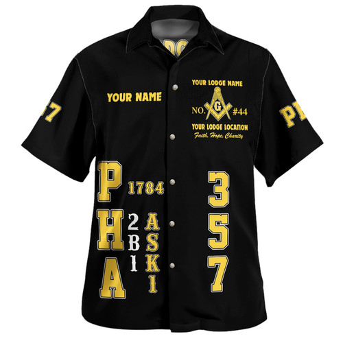 Prince Hall Freemasonry Hawaiian Shirt Custom PHA 357 Walking Ver.2 Black