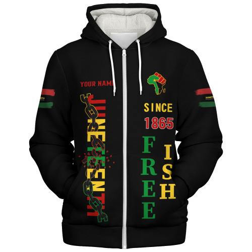 Juneteenth Sherpa Hoodie Custom Juneteenth Breaking Every Chain Since 1865