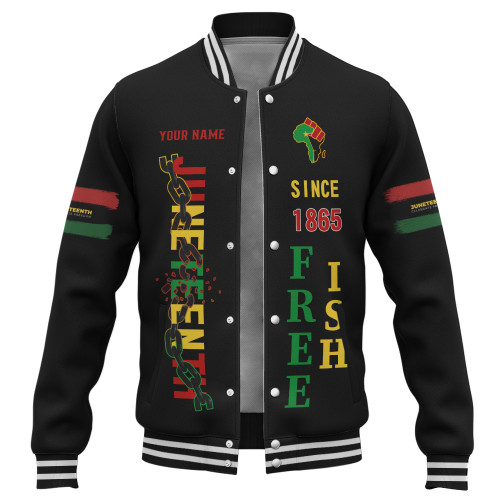 Juneteenth Baseball Jacket Custom Juneteenth Breaking Every Chain Since 1865