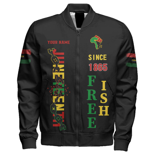 Juneteenth Zipper Bomber Jacket Custom Juneteenth Breaking Every Chain Since 1865