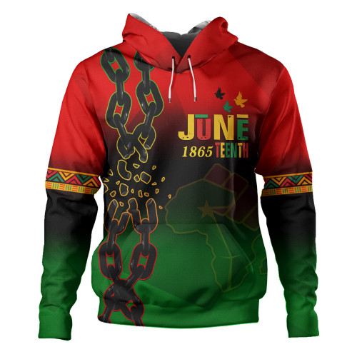 Juneteenth Hoodie Black Freedom With Map Africa