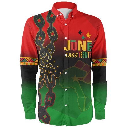 Juneteenth Long Sleeve Shirt Black Freedom With Map Africa