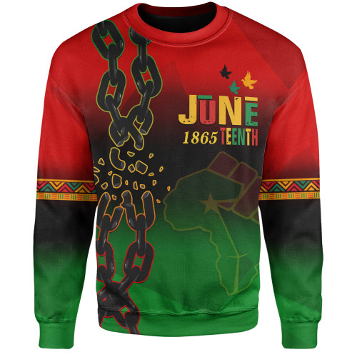 Juneteenth Sweatshirt Black Freedom With Map Africa