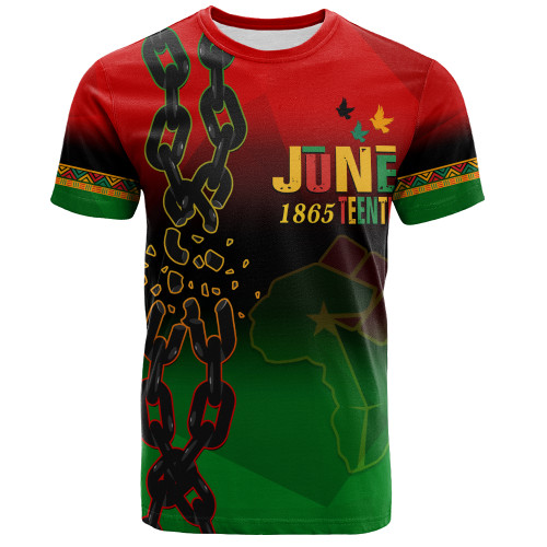 Juneteenth T-Shirt Black Freedom With Map Africa