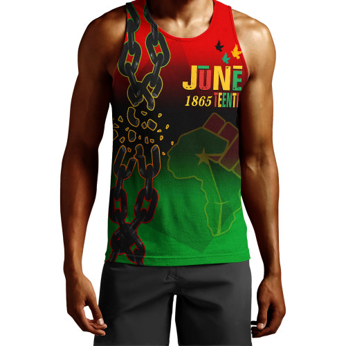 Juneteenth Tank Top Black Freedom With Map Africa