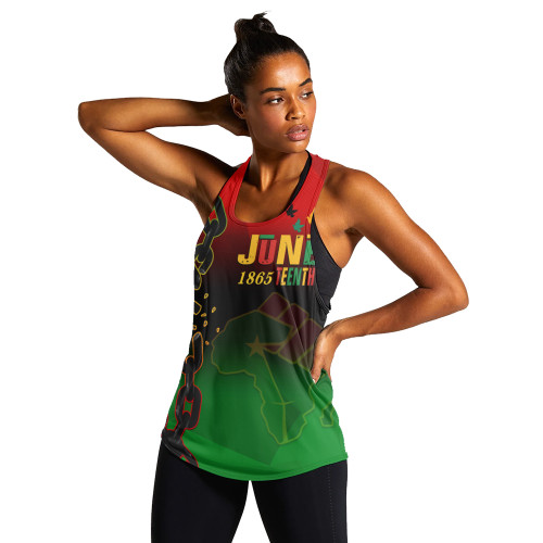 Juneteenth Women Tank Black Freedom With Map Africa