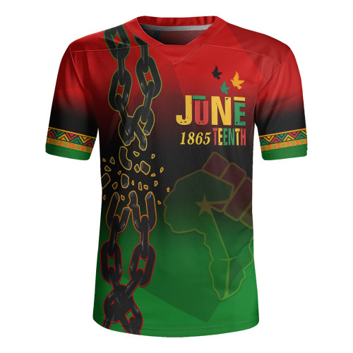 Juneteenth Rugby Jersey Black Freedom With Map Africa