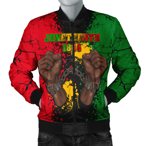 Juneteenth Bomber Jacket Breaking Metal Chain Freedom Concept