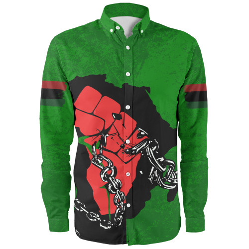 Pan-African Long Sleeve Shirt Map African With Chain Breaking
