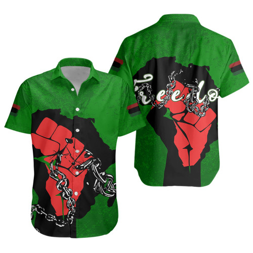 Pan-African Short Sleeve Shirt Map African With Chain Breaking