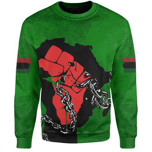 Pan-African Sweatshirt Map African With Chain Breaking